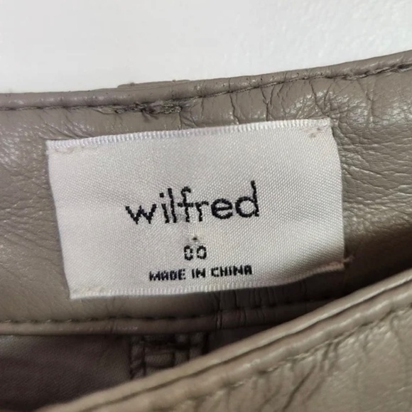 Wilfred Aritzia Faux Vegan Leather Melina Pants High Rise Straight Leg Tan Xs - Picture 6 of 7